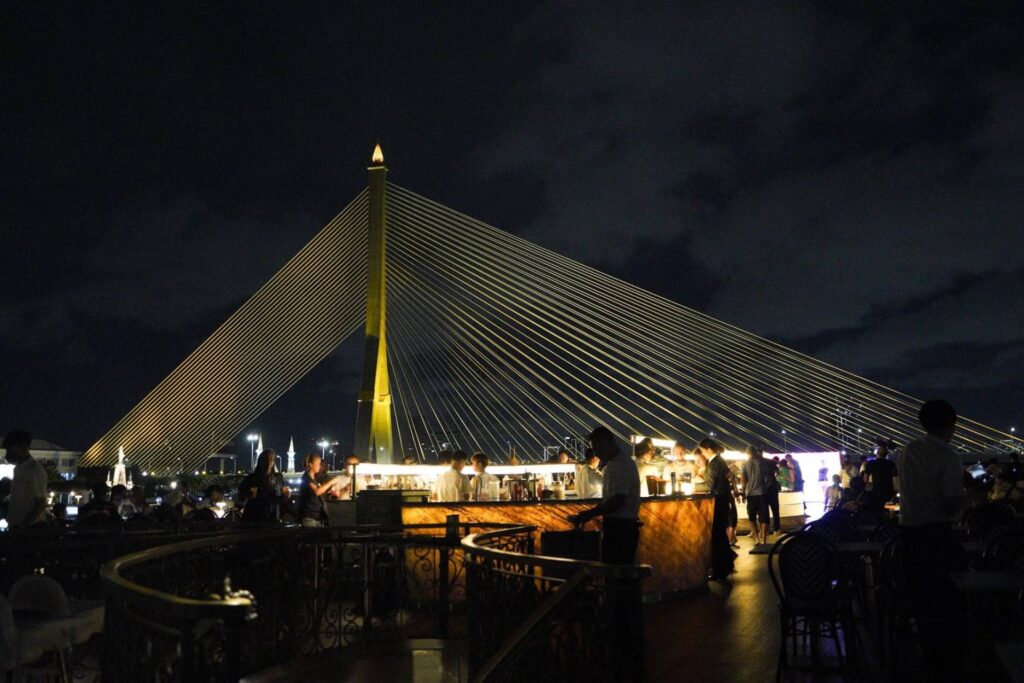 Rama VIII Bridge from The Noah Cruise Bangkok Rooftop